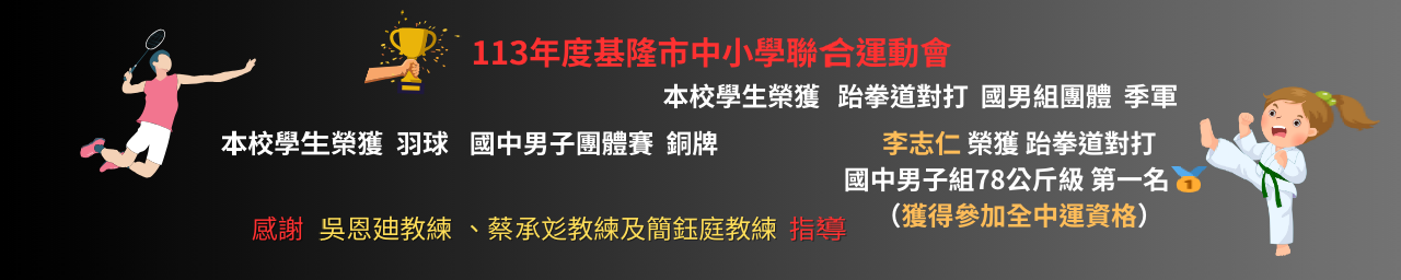 113年度基隆市中小學聯合運動會佳績 